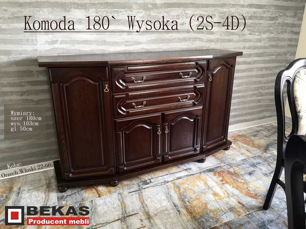 Komoda 180` Wysoka (2S-4D) Bekas Dąb Rustikal