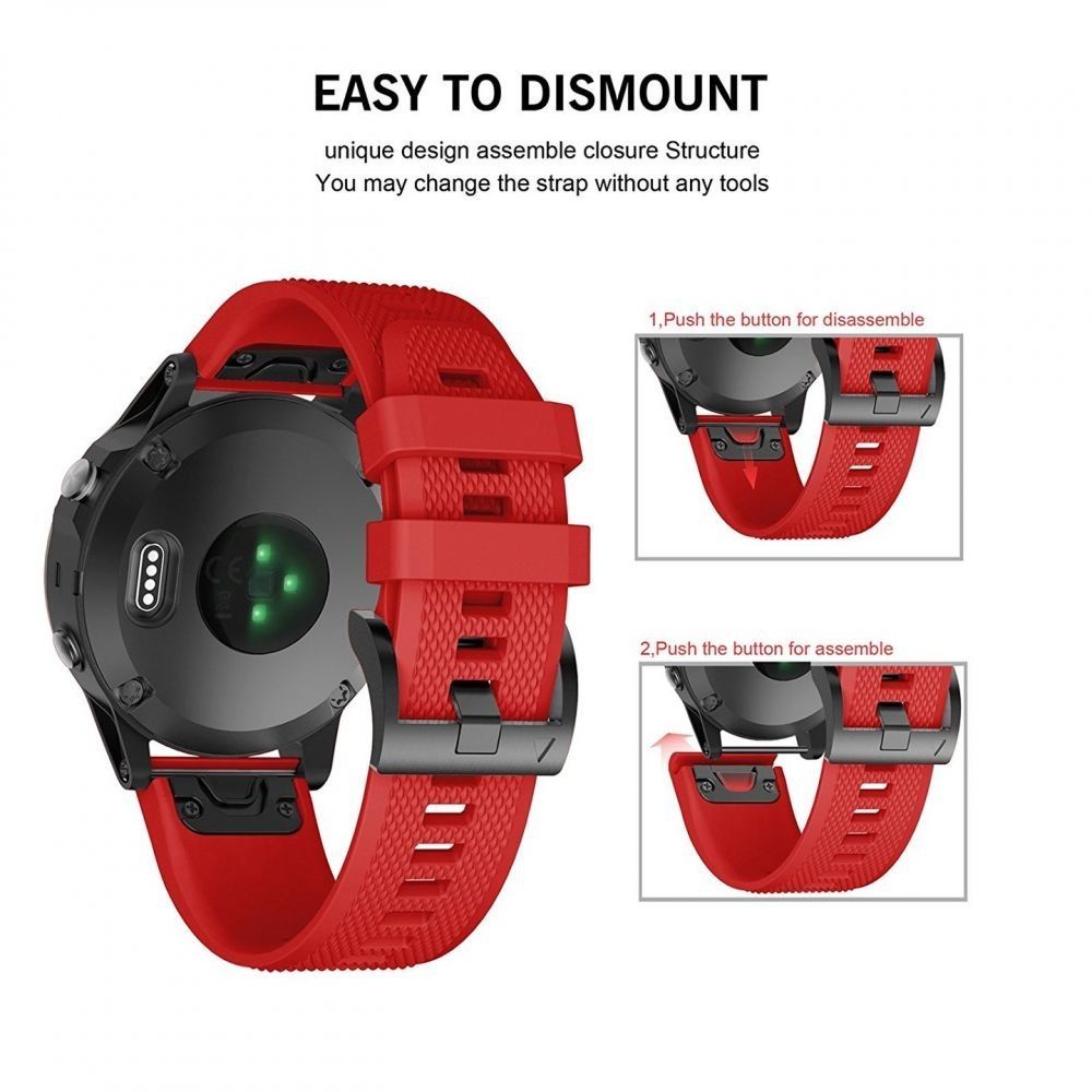 Pasek Smooth Do Garmin Fenix 3 / 5X / 3Hr / 5X Plus / 6X / 6X Pro Red