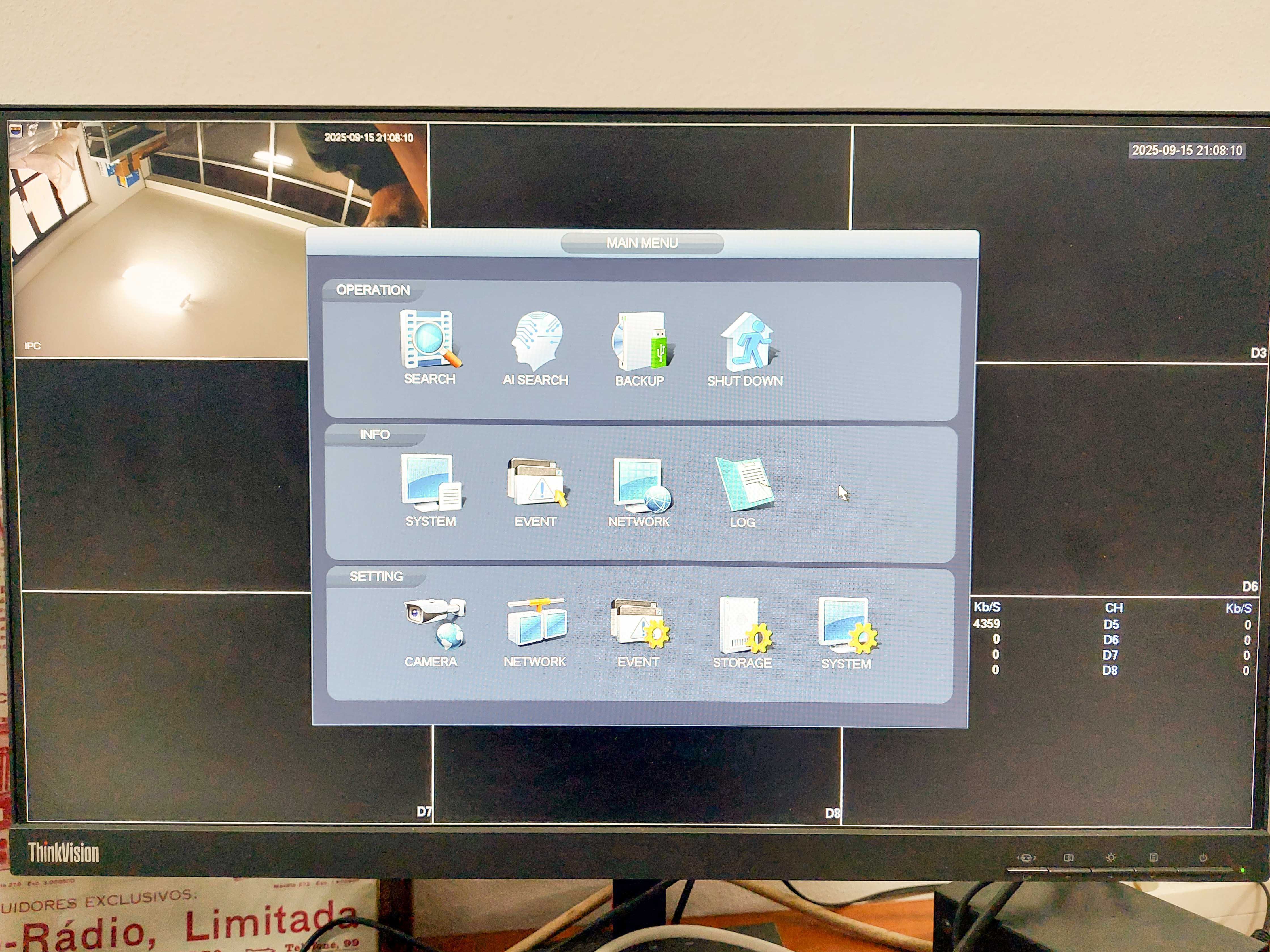 Pack Vigilância Dahua NVR DHI NVR4208 4KS2 2xHDD 6TB CCTV 6xCameras IP