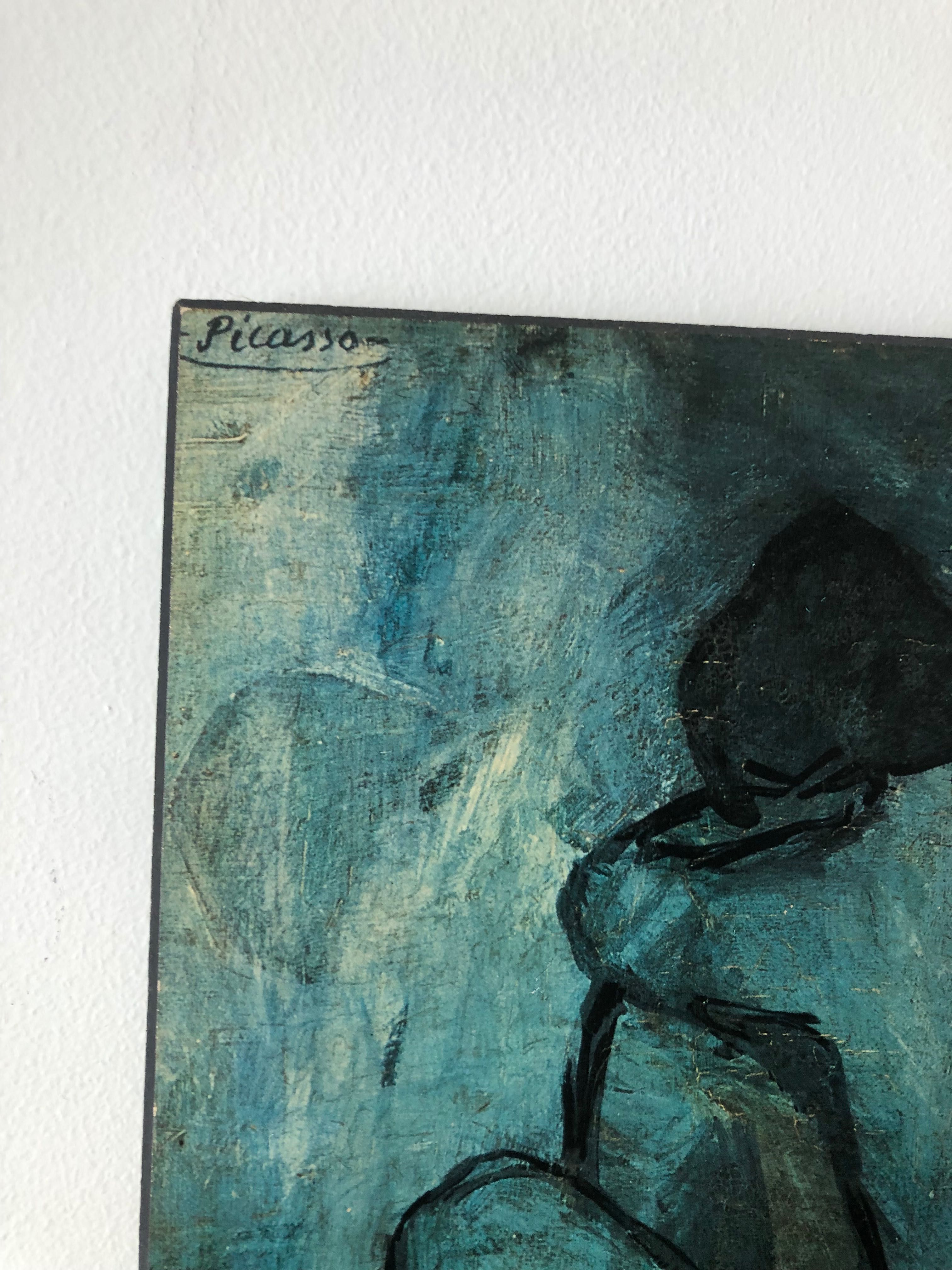 Quadro com replica Picasso Periodo Azul - 29 x 26 cm