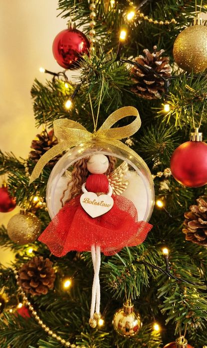 Aniołek bombka na choinkę prezent na święta personalizacja imię