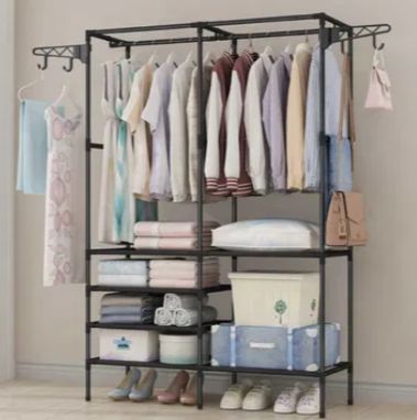 Wieszak na Ubrania Buty Podwójny Stojak Stojący Loft Duży Szafa
