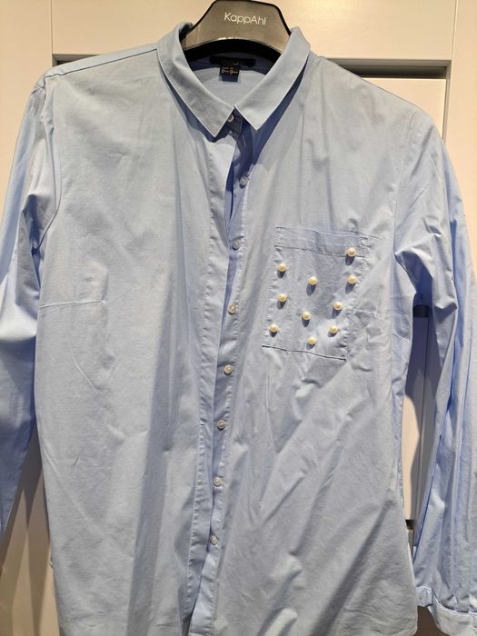 Koszula damska niebieska  z perełkami