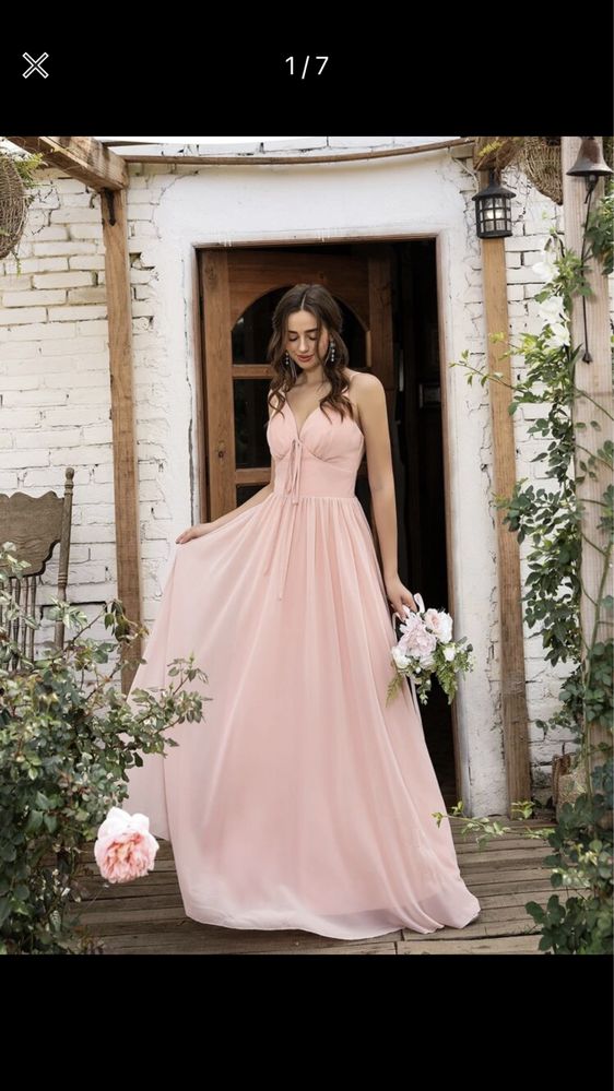 Sukienka balowa Shein na bal wesele weselna długa elegancka różowa S