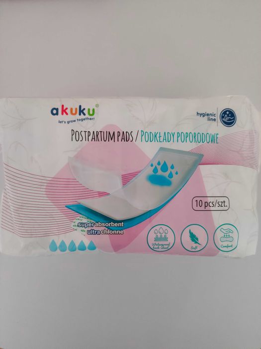 Podkłady poporodowe i majtki poporodowe plus osłonki na piersi