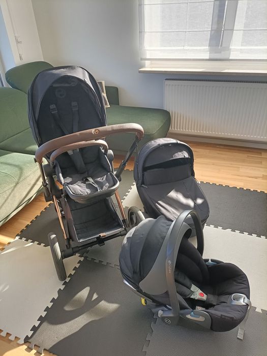 Wózek Cybex Priam 4.0 3w1 Rose Gold + Cloud Z+ pełen zestaw akcesoriów