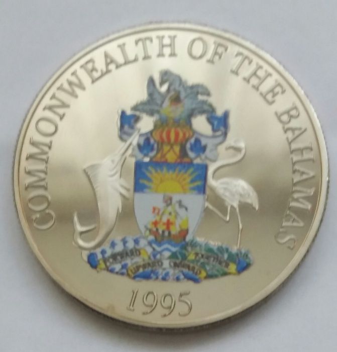 C5+ ,stara moneta 2 dolary 1995 flora i fauna Bahamy kopia