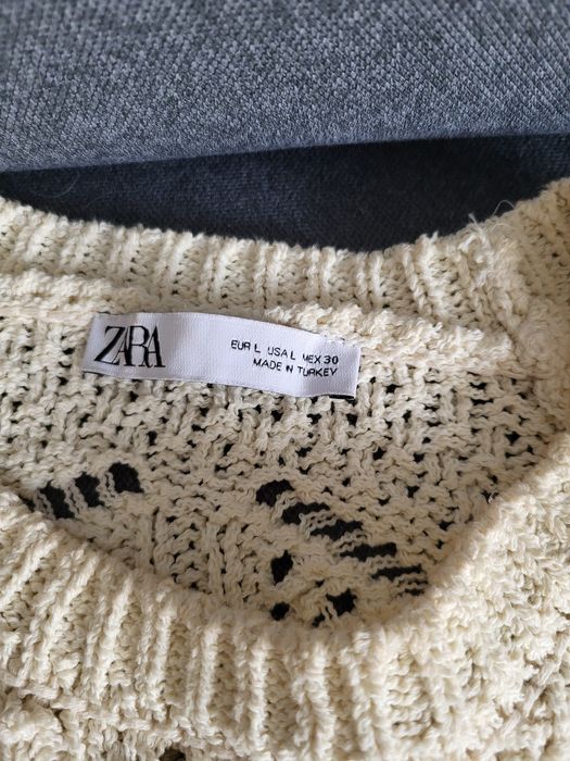 Ażurowy sweter Zara L, kremowy