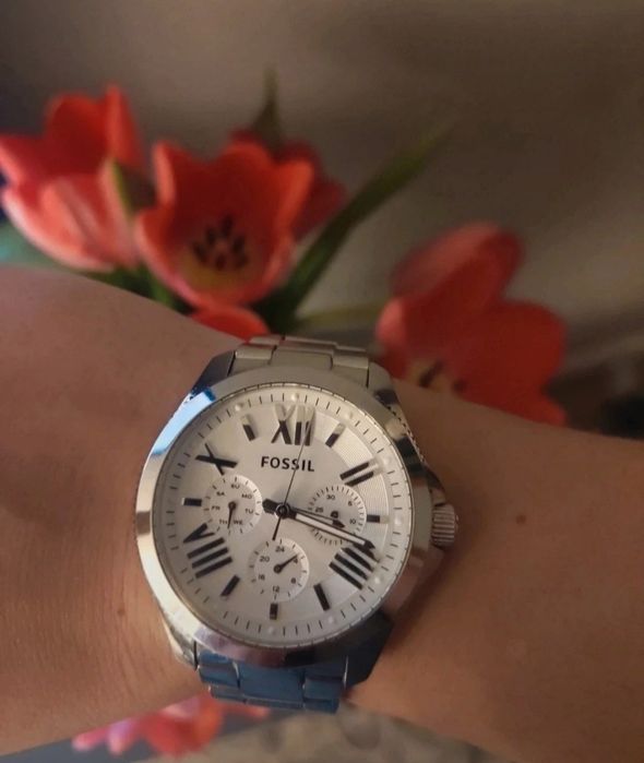 Zegarek damski bransoletka duża tarcza Fossil