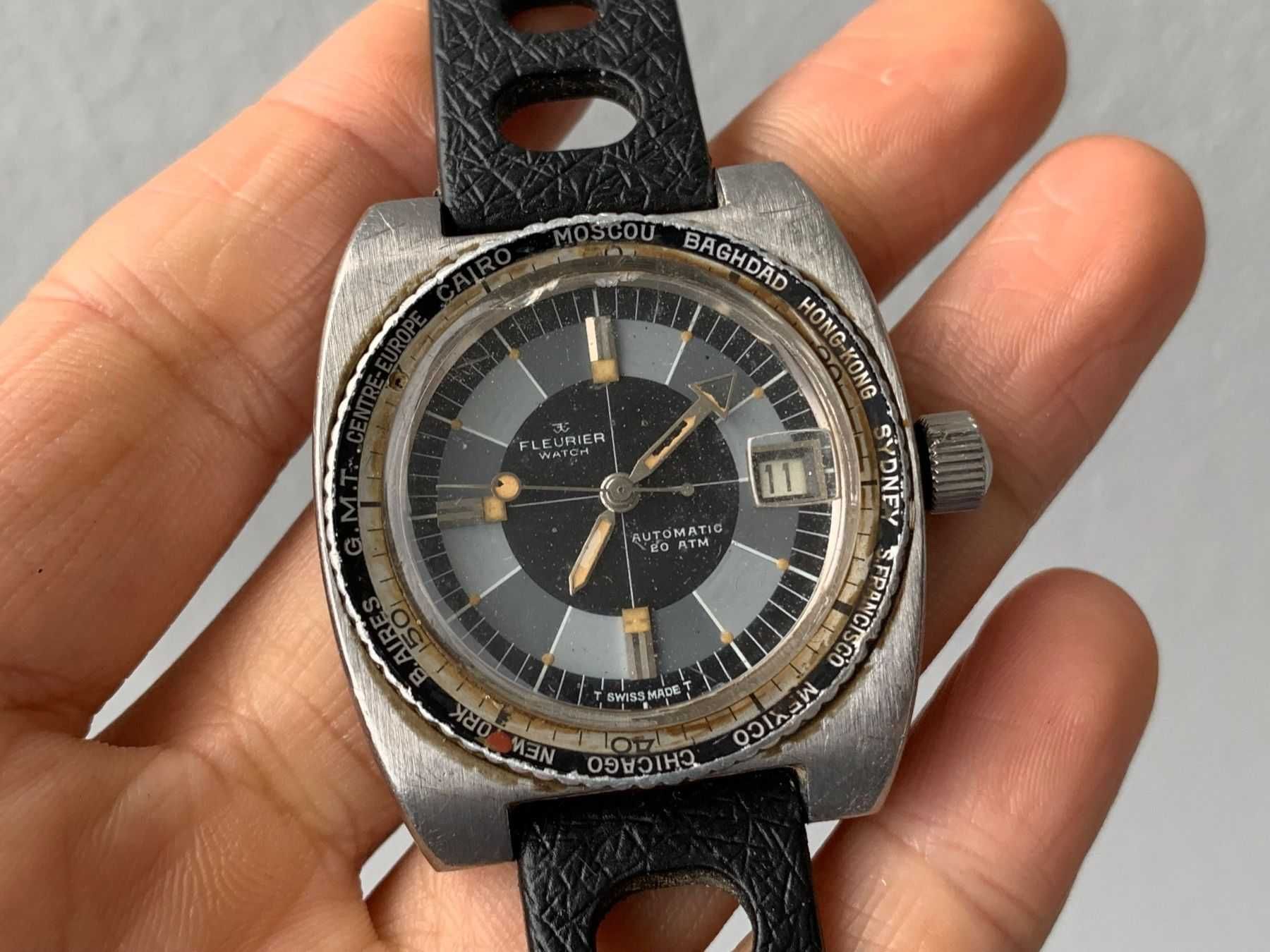 Piękny klimatyczny diver Fleurier vintage