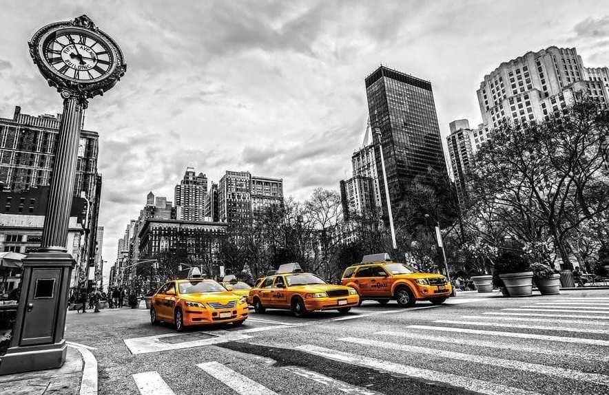 Żółte taksówki, Nowy Jork / New York / NYC, obraz, wydruk na płótnie