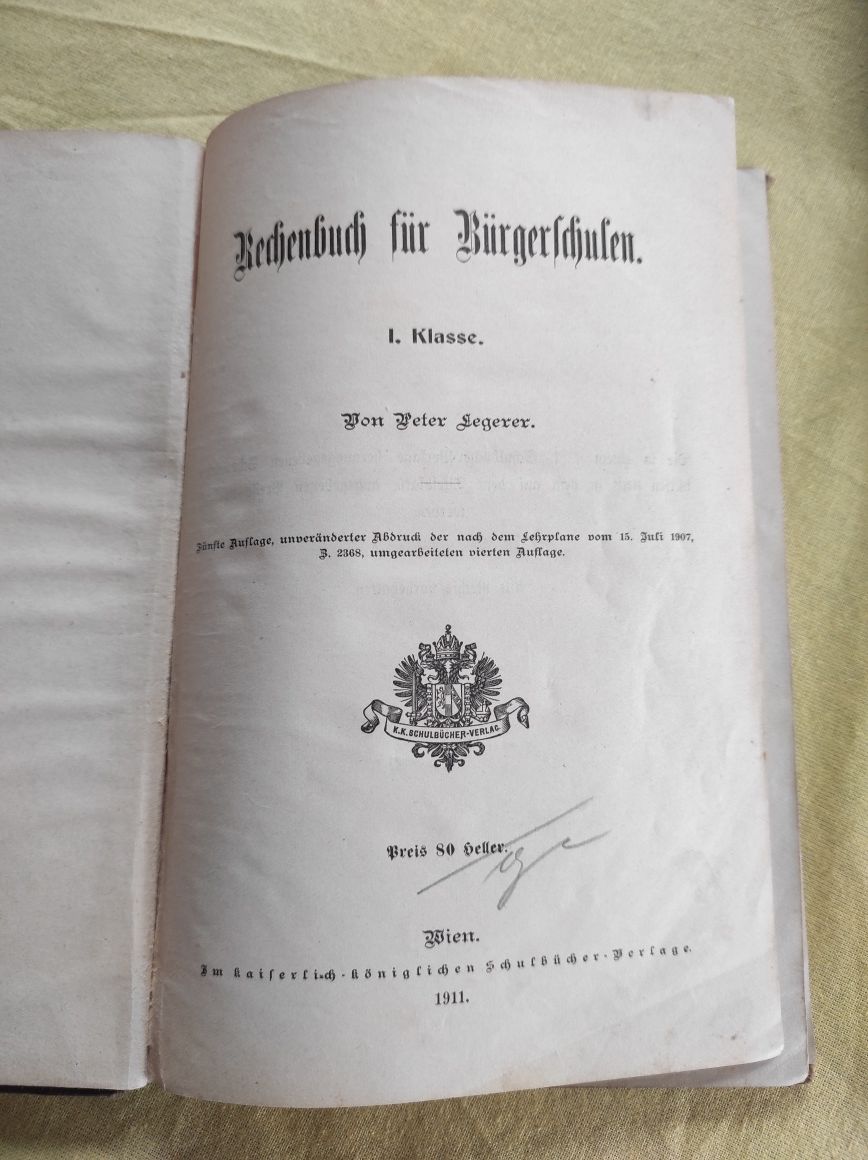 Matematyka, Rechenbuch für Bürgerschulen  antykwariat