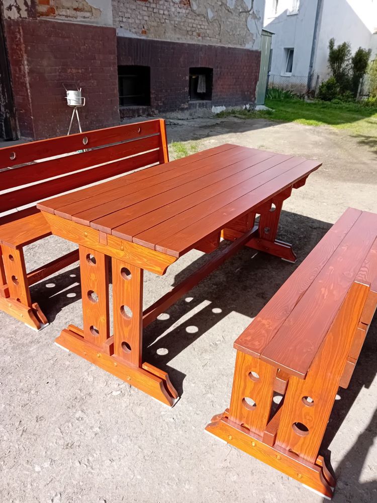 Zestaw ogrodowy stół + 2 ławki