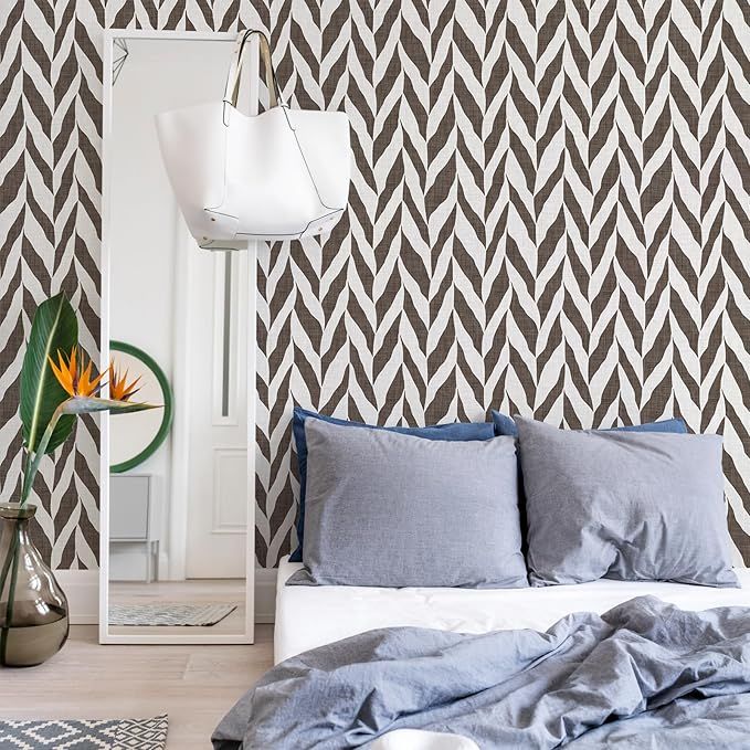 Tapeta VEELIKE w brązowy chevron - boho geometria do wnętrz
