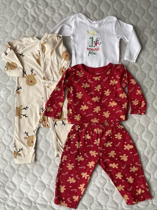 Набір новорічний боді одяг піжама ромпер космплект різдвяний