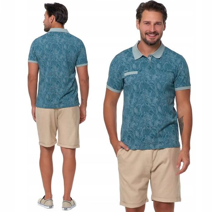 Koszulka Polo Męska Bawełniana Polówka Modna Premium Wzorzysta Moraj M