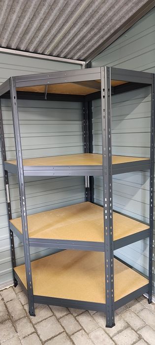 Regał Narożny, Garażowy, Warsztatowy 180x90x90x45 cm 4P/250 kg Grafit.