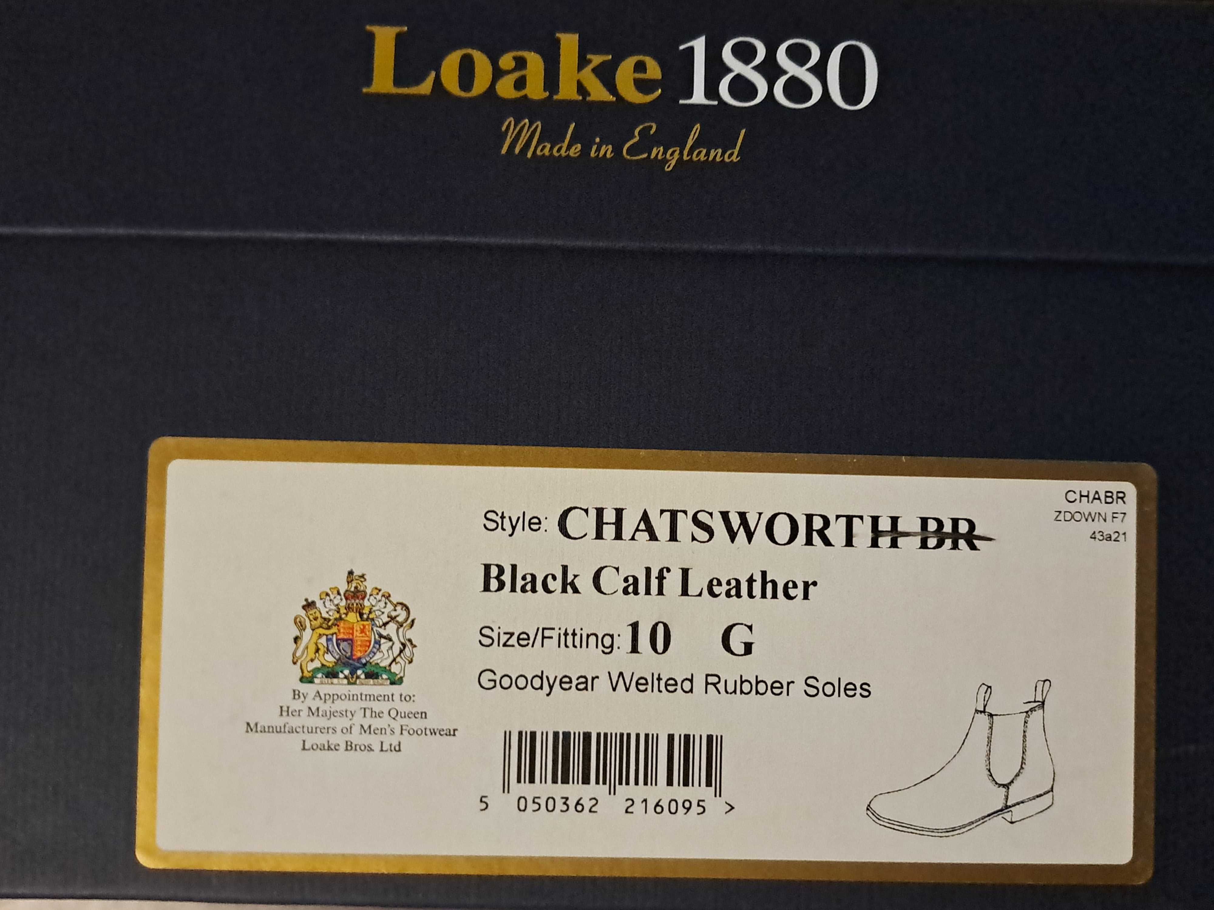 Sztyblety Loake Chatsworth, UK 10, G, nowe