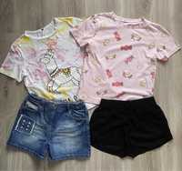 Zestaw dla dziewczynki t-shirty Sinsay + szorty H&M na lato 146/152