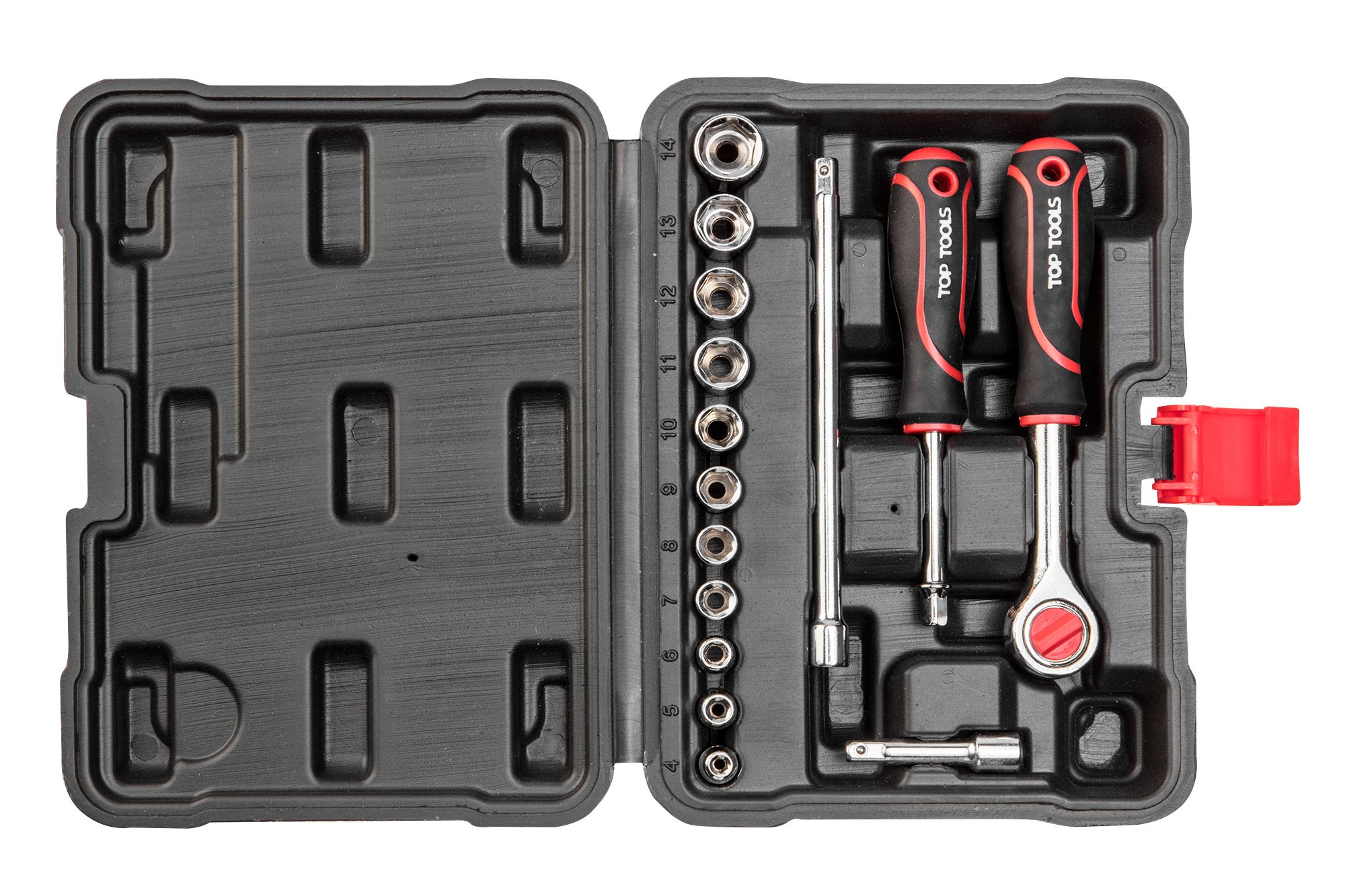 Klucze nasadowe 1/4", zestaw 15 sztuk TOP TOOLS
