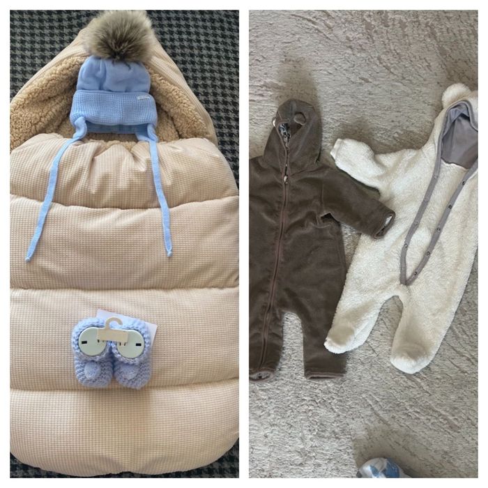 Комплект на виписку. Конверт, комбінезон, шапка, пінетки