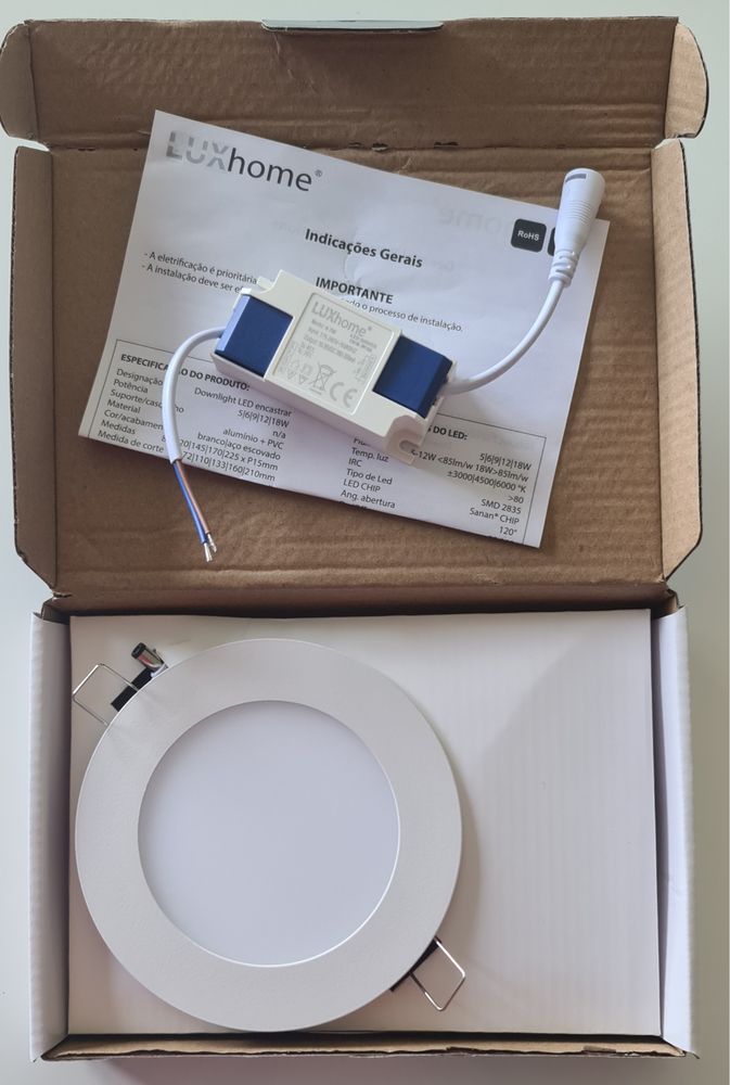 Placa downlight LED encastrável circular 6W