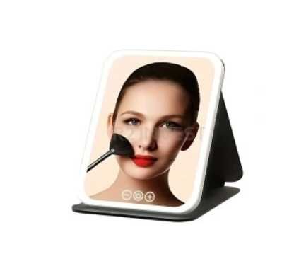 Dotykowe Kosmetyczne Lusterko Do Makijażu, Składane, Ramka LED białe