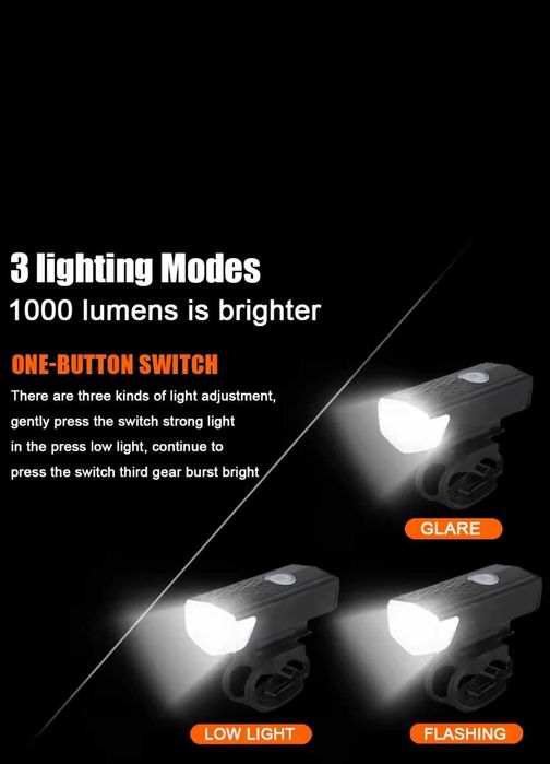 Zestaw lampki rowerowe led przednia tylnia zestaw nowe aku usb