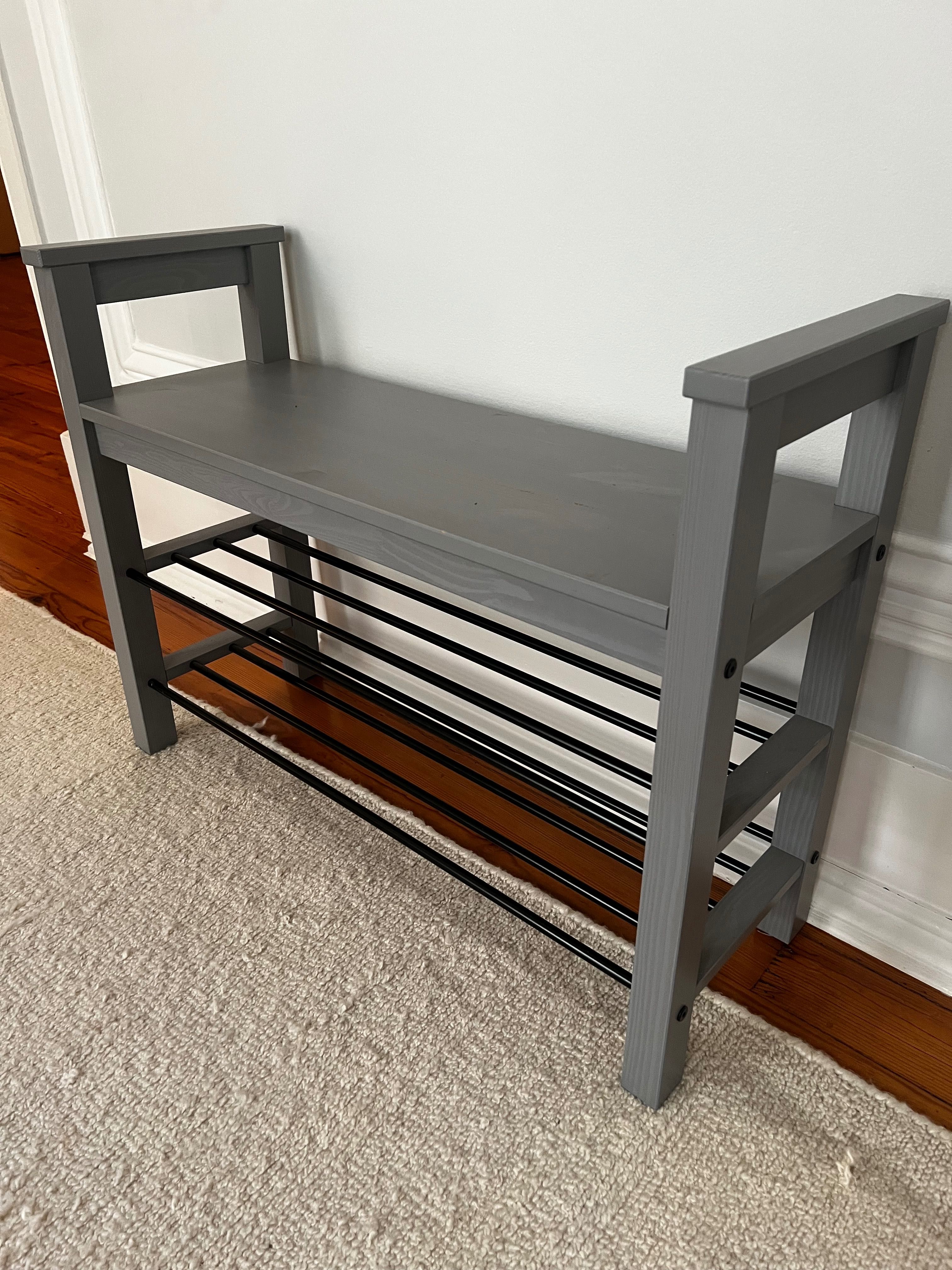 Banco / Sapateira IKEA TJUSIG — cinzento — como novo