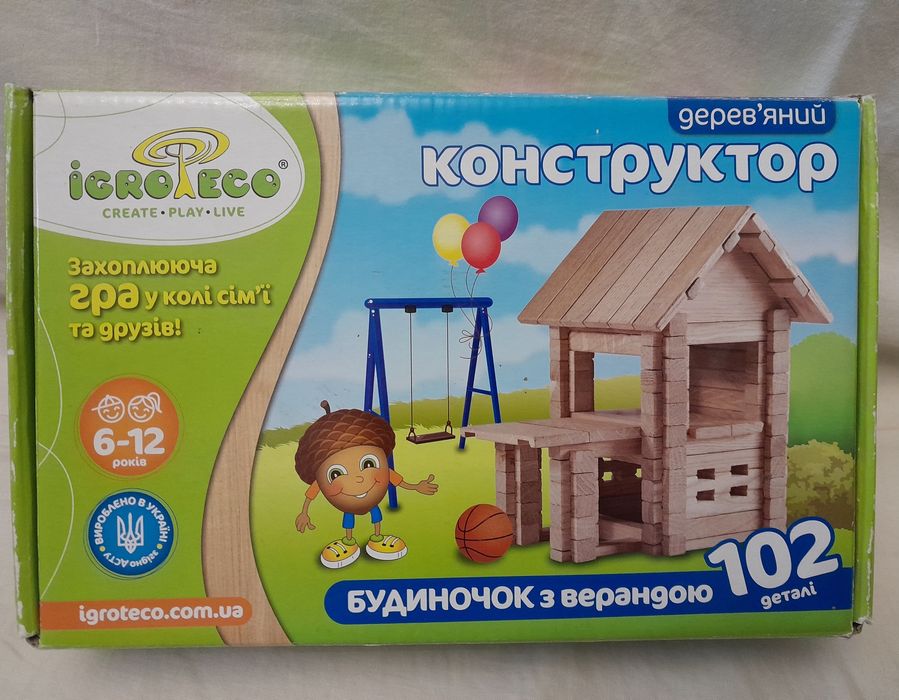 Igroteco Лучший деревянный конструктор Домик с верандой 102 детали