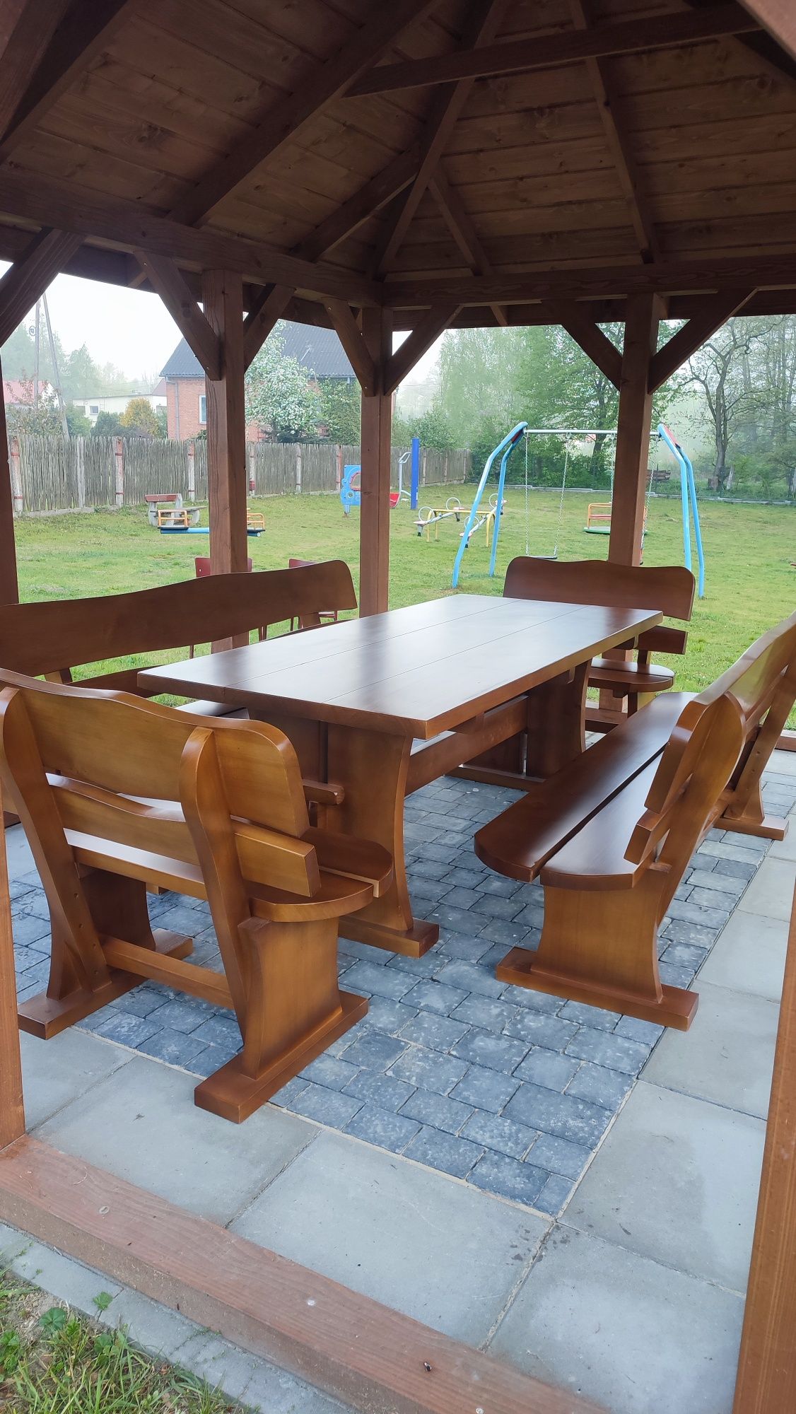 Meble ogrodowe stół ławki krzesła dla 10-12osób altana parasol ogród