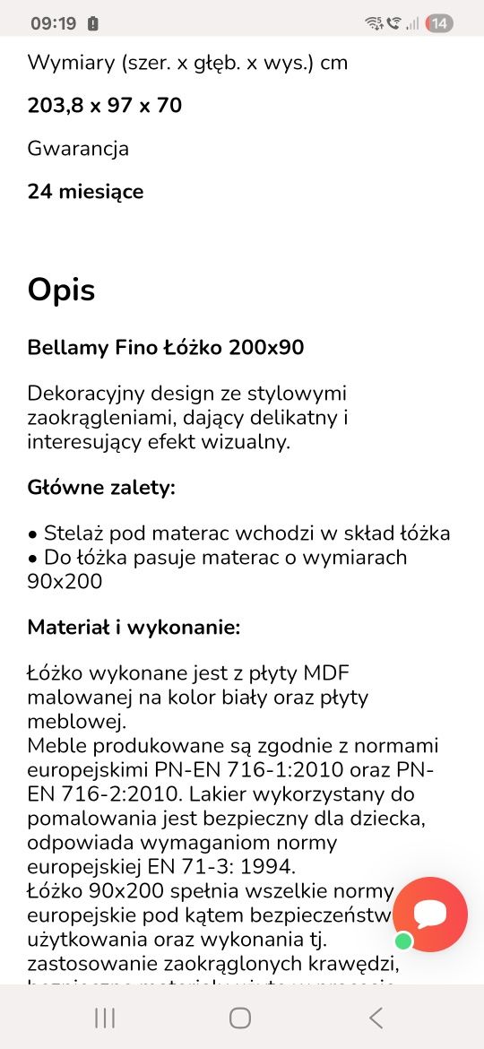 Łóżko białe drewniane Bellamy Fino