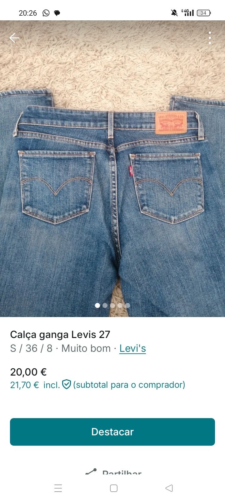 Calças Levis 27 mulher