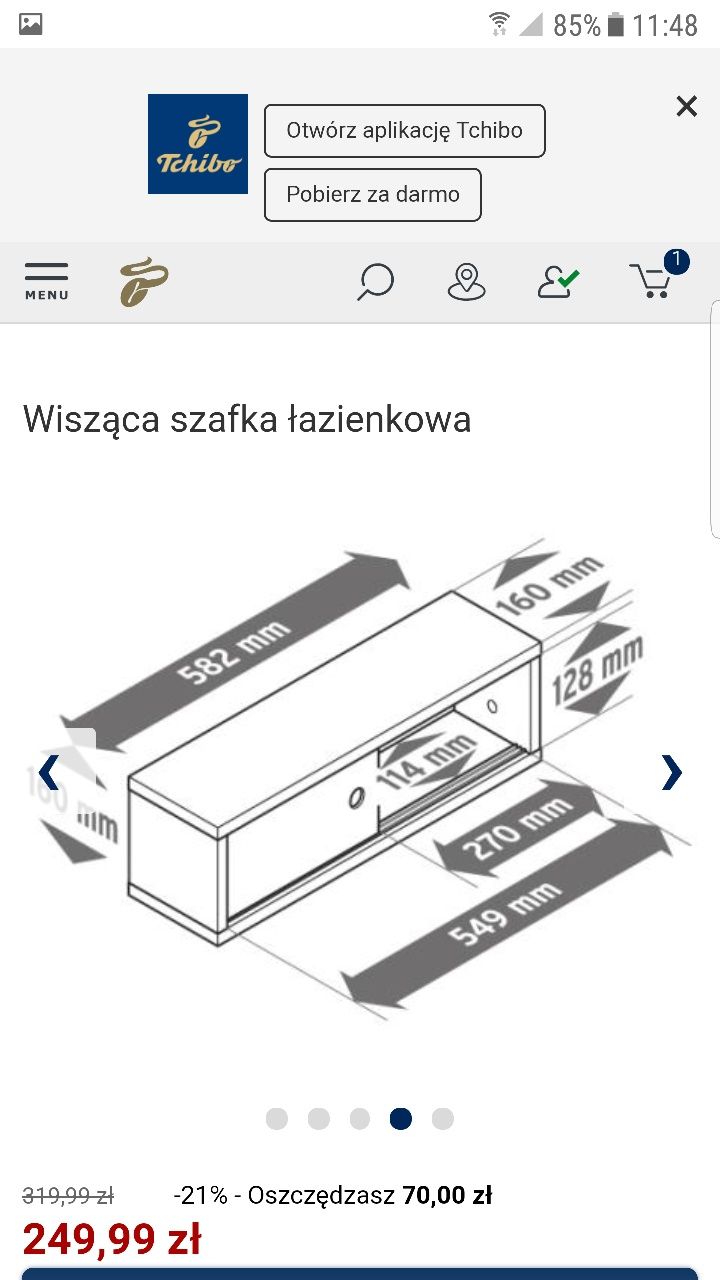 Wisząca szafka łazienkowa