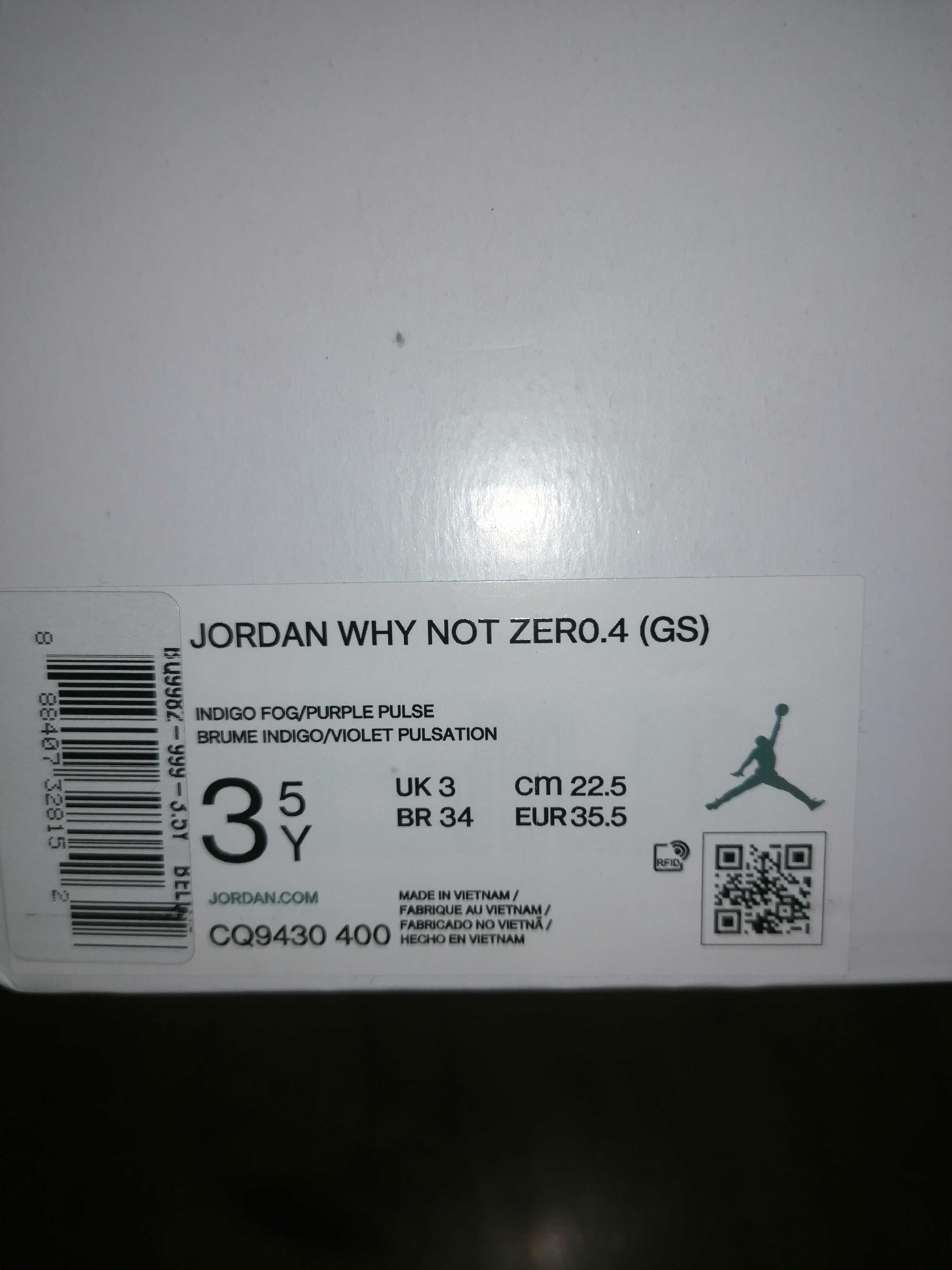 Nowe jordan why not zero 4 indigo 35.5