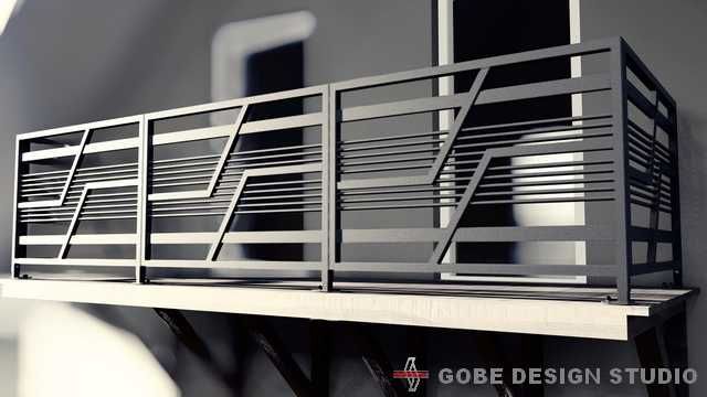 Balustrada na balkon prosty narożny wymiar 2mx1m Gobe Design Studio