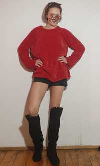 zywy czerwony jedwabisty sweter