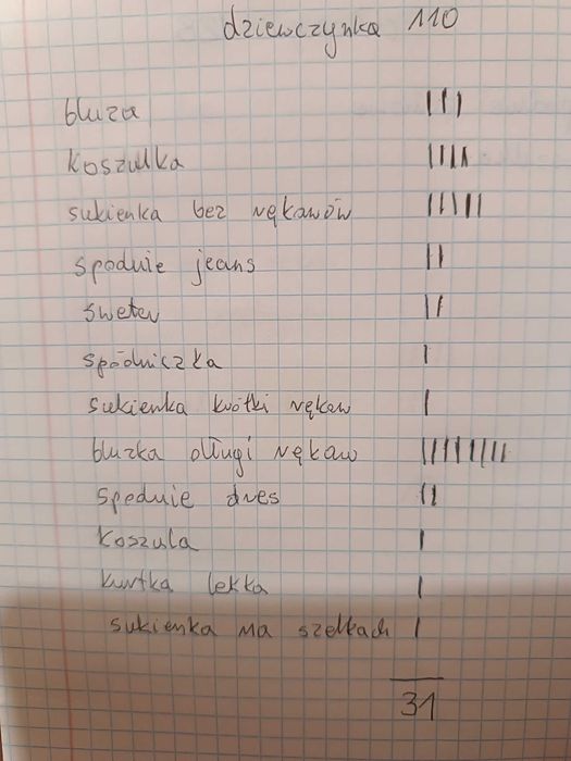 Zestaw paka karton mix ubrań dla dziewczynki rozmiar 110