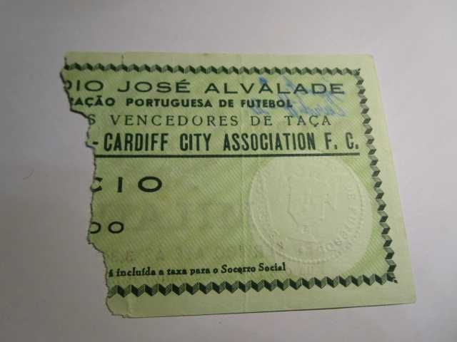bilhete futebol sporting vs cardiff taça vencedores das taças  vintage