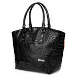 TOREBKA skórzana shopper elegancka zarka na suwak V033 czarna