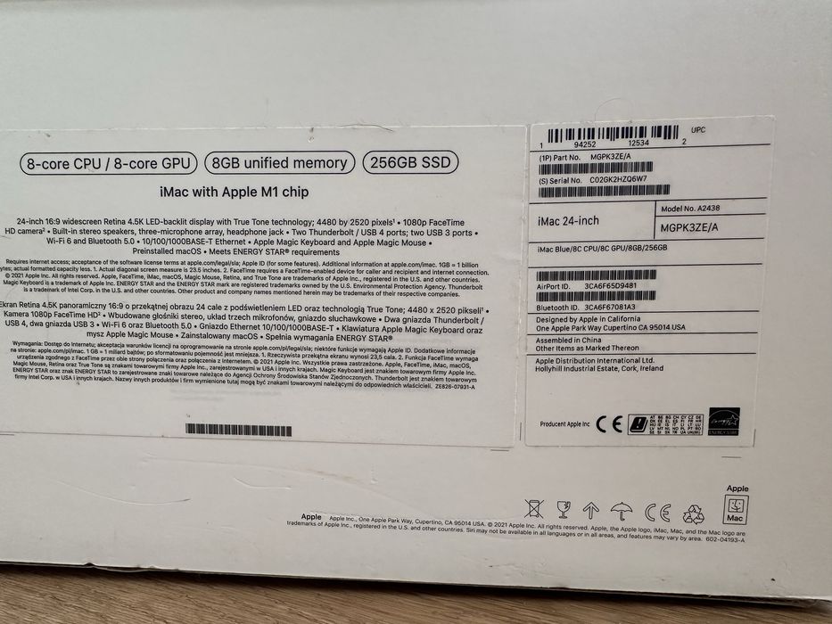 I Mac M1 8 GB Ram 256 GB SSD Retina Touch ID