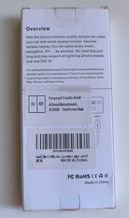 Бездротовий автомобільний адаптер карплей Apple Car Play для IOS