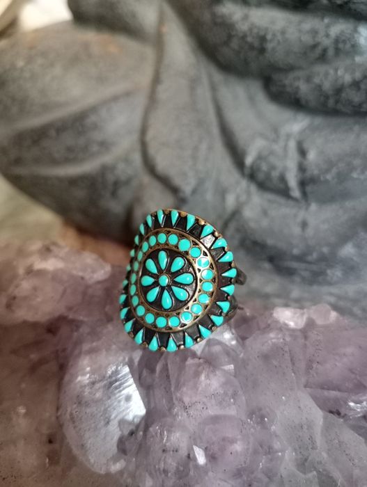 Каблучка, натуральна бирюза, Туніс, 16 розмір