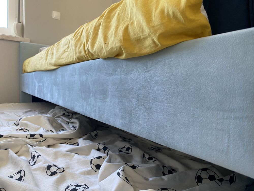 Cama Beliani Veludo  90 x 200 cm Azul claro