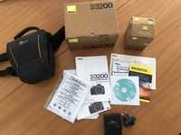 Nikon D3200 + cartao memoria + bolsa LOWEPRO + protetor lente