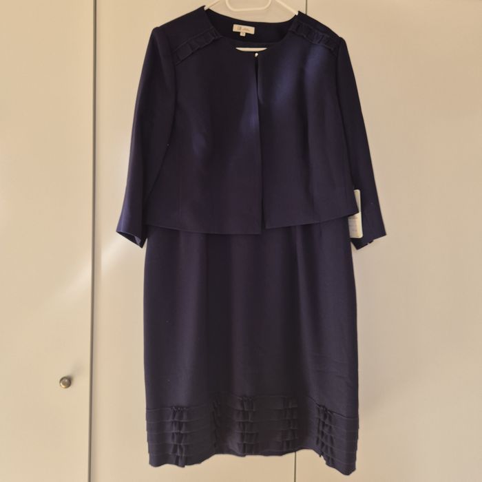Garsonka granatowa, nowa, r. 48, 4XL sukienka i marynarka