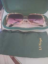 Okulary przeciwsłoneczne fioletowo różowe luxbryle perełki