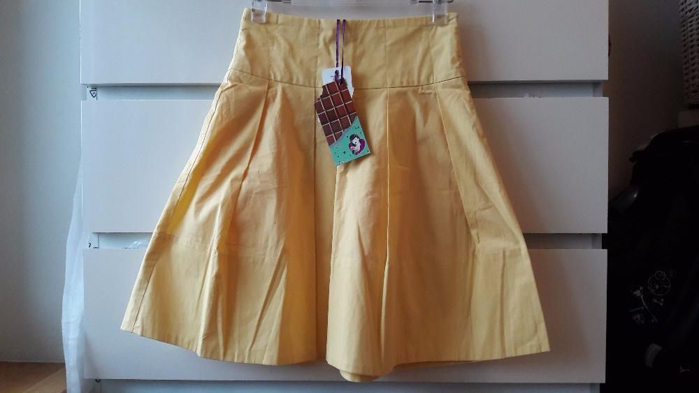 Nowa żółta rozkloszowana spódnica r. XS/ 34