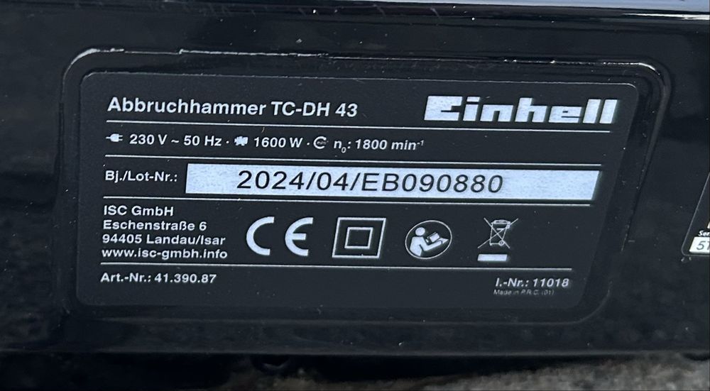 Młot wyburzeniowy Einhell TC- DH 43
