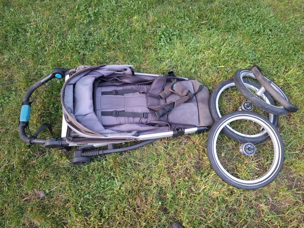 Wózek biegowy-Thule Glide 2+Pałąk+Oryginalna folia przeciwdeszczowa